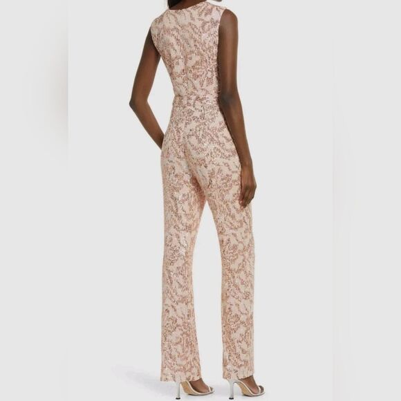 SHO Tadashi Shoji Rose Mist Sequin Cutout Taylor Swift Eras Look Sexy Jumpsuit - Picture 2 of 15